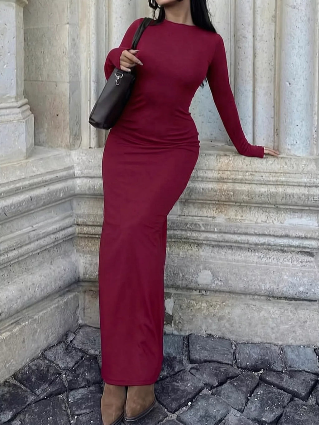 Long-Sleeve Bodycon Maxi Dress - Lilixa.store