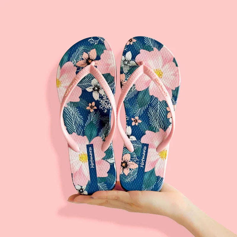 Floral Print Summer Toe Post Slippers - Lilixa.store