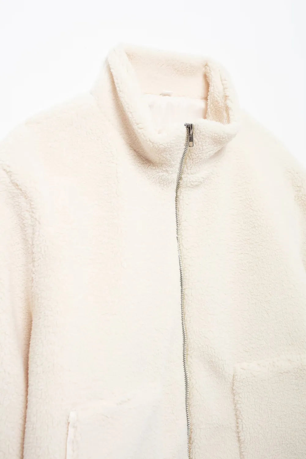 Turtleneck Zip Up Long Sleeve Plush Jacket, view 19