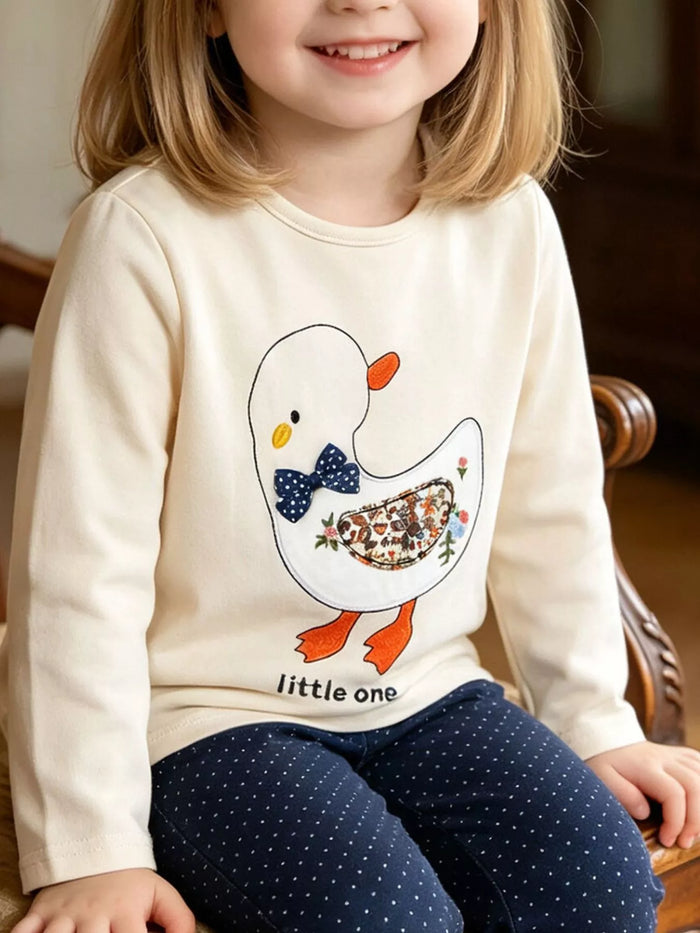 Children's Duck Long-Sleeve Sweatshirt in Cream