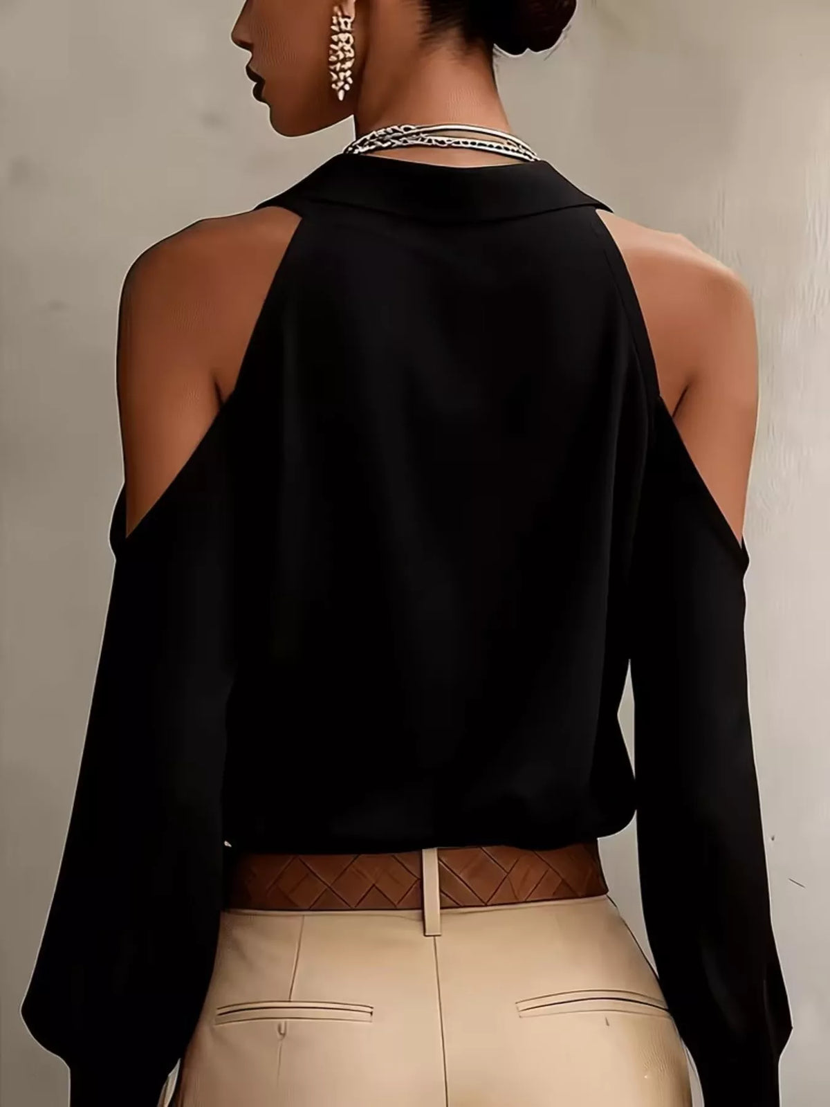 Cold-Shoulder Button-Down Shirt, view 2