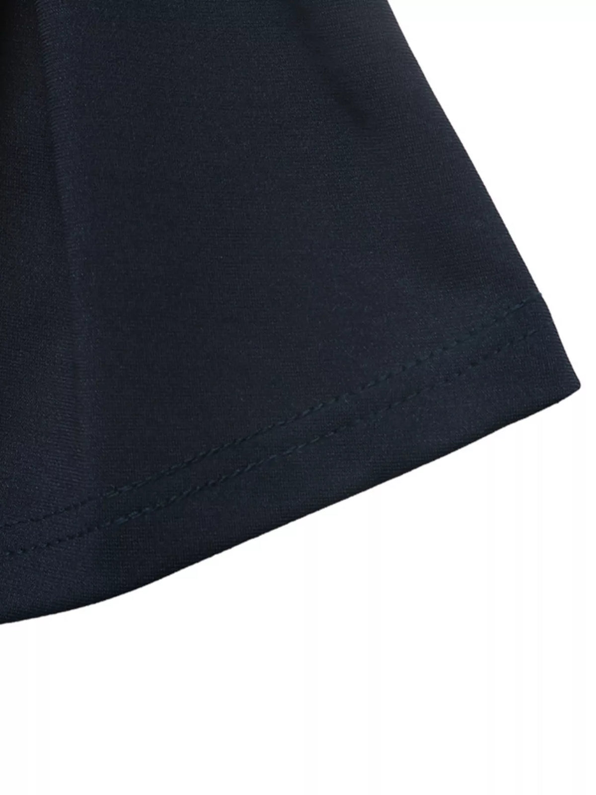 Round Neck Peplum Top with Striped Cuffs in Dark Blue, view 9