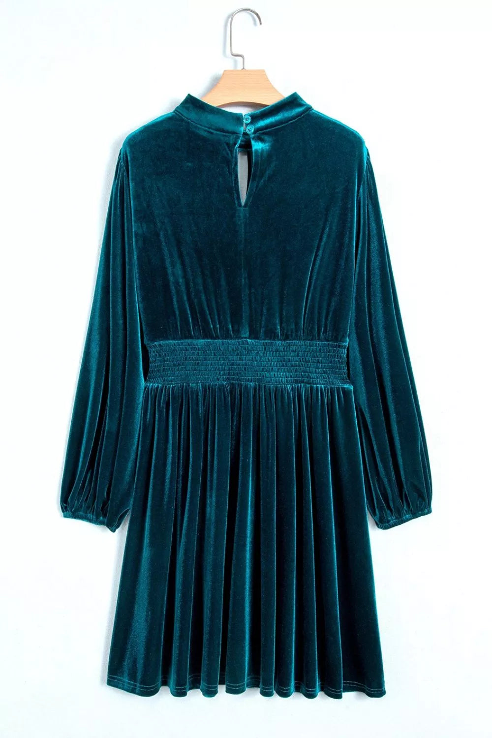 Velvet Mock Neck Long Sleeve Dress - Lilixa.store