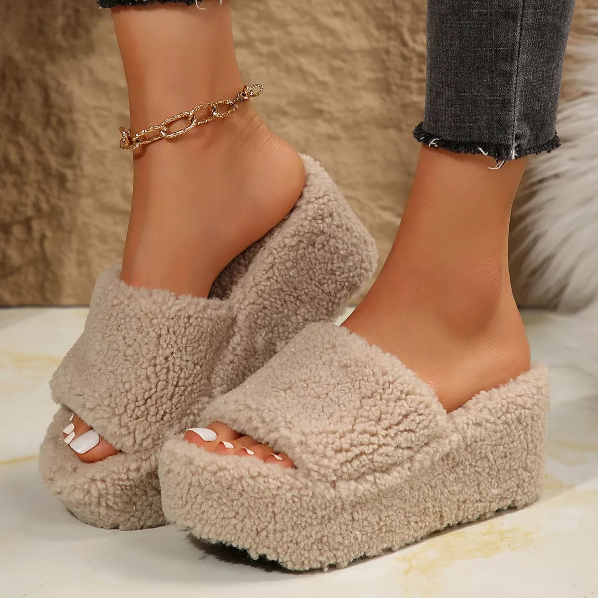 Open Toe Wedge Platform Slippers - Lilixa.store