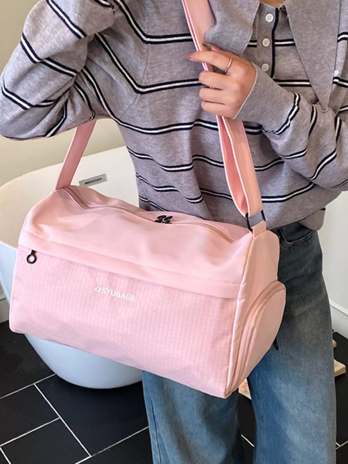 Plaid Oxford Cloth Travel Bag