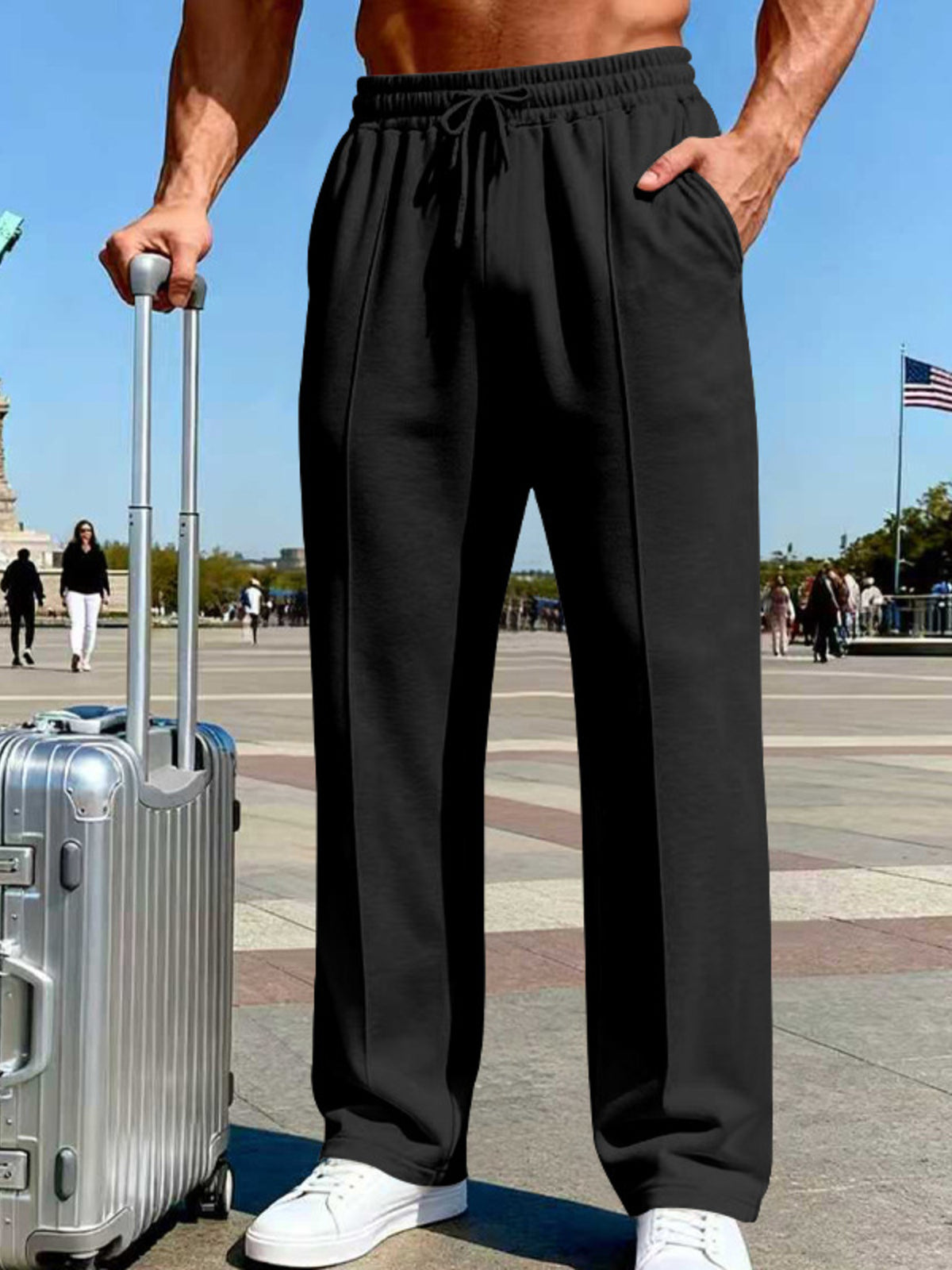 Men's Full Size Drawstring Wide Leg Pants Plus Size