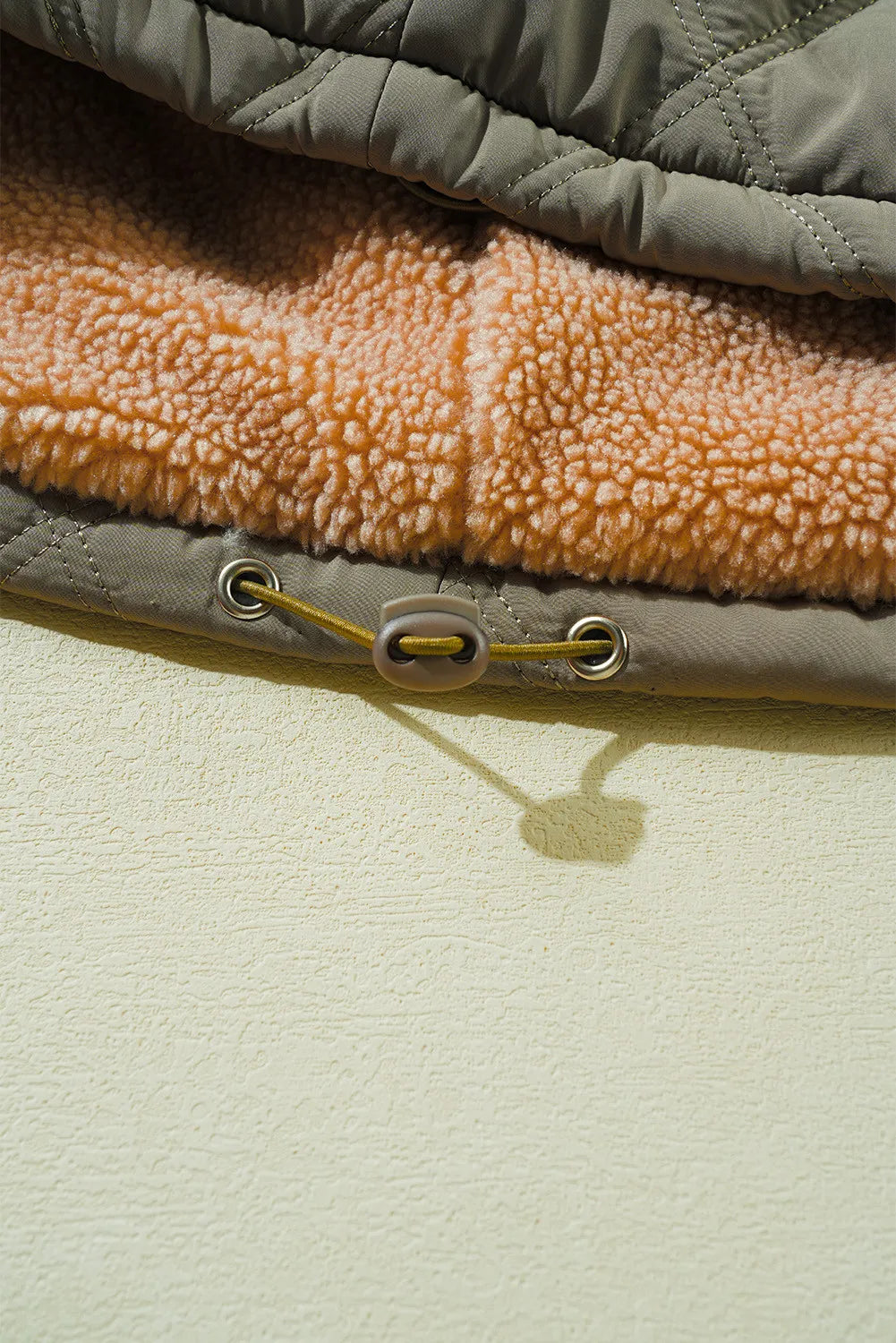 Drawstring Collared Neck Long Sleeve Winter Coat in Sage, view 8