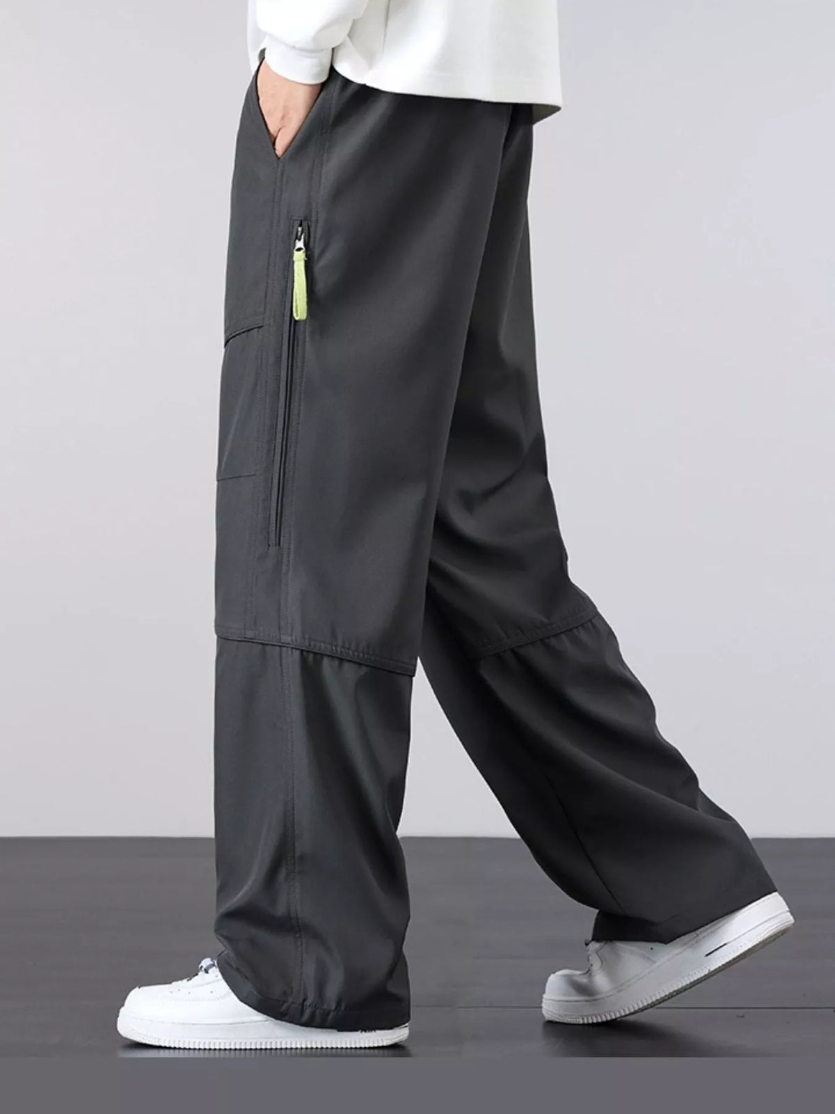 Men's Plus Size Casual Loose Fit Cargo Pants in Gray