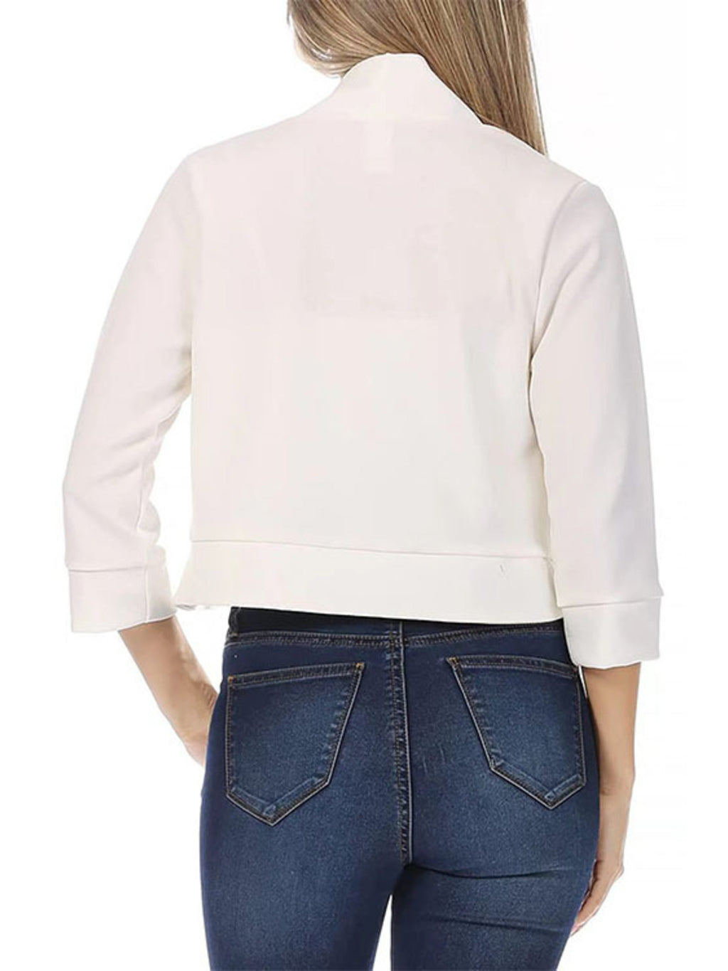 Full Size Cropped Open Front Blazer Plus Size - Lilixa.store