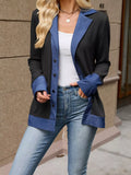 Contrast Denim Lapel Collar Outerwear - Lilixa.store