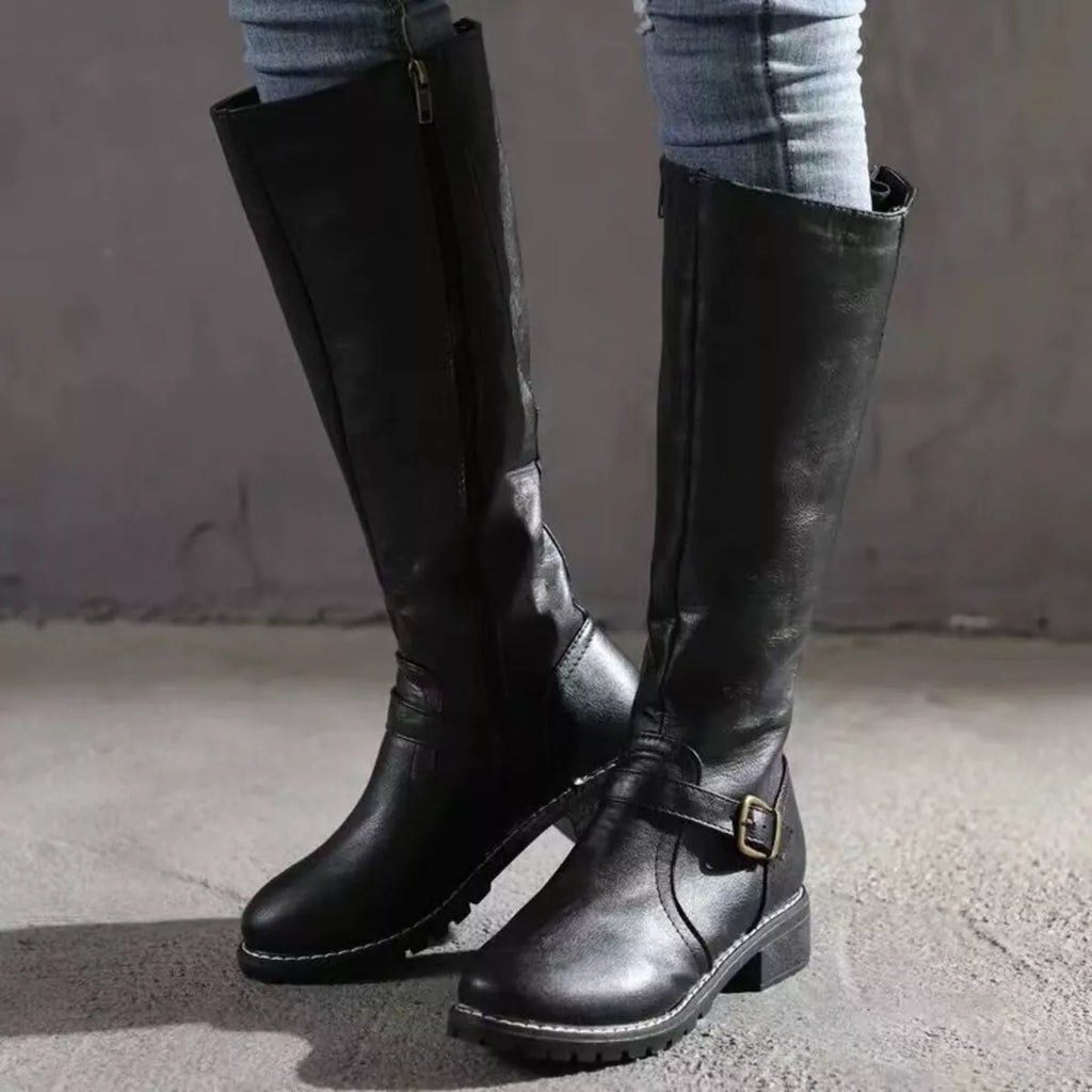 Round Toe Block Heels Boots, view 9