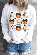 Pumpkin & Ghost Round Neck Long Sleeve Sweatshirt - Lilixa.store