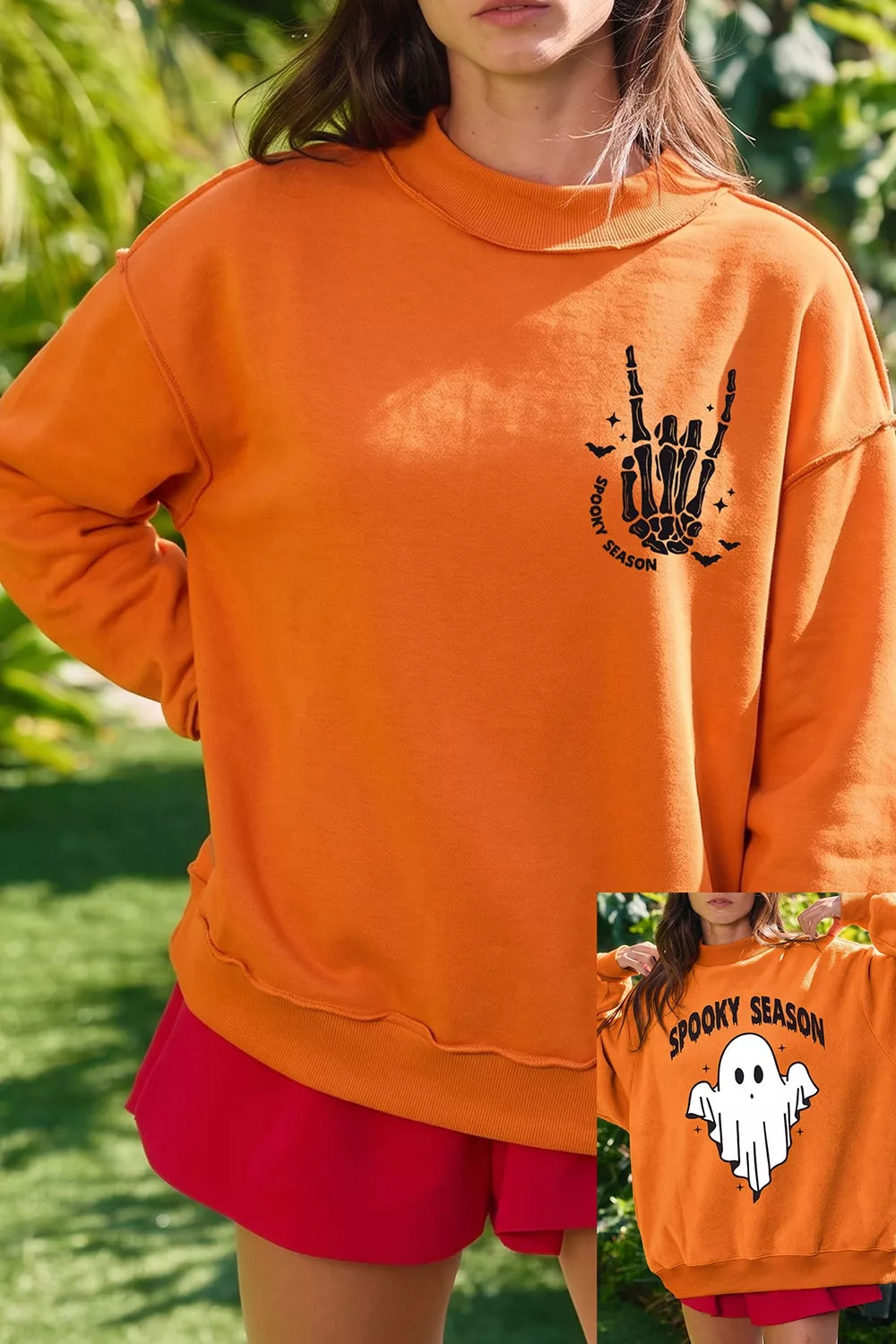 Spooky Season Mock Neck Reversible Halloween Sweatshirt - Lilixa.store