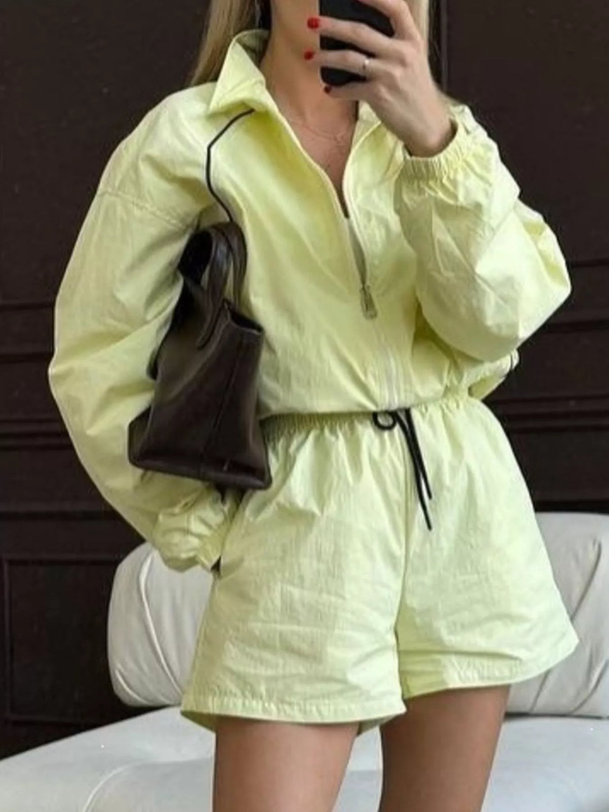 Zip-Up Jacket and Shorts Two-Piece Set - Lilixa.store
