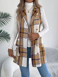 Plaid Double-Breasted Vest Coat - Lilixa.store