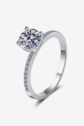 1 Carat Moissanite Rhodium-Plated Side Stone Ring – image 1 | Lilixa Trending Jewelry