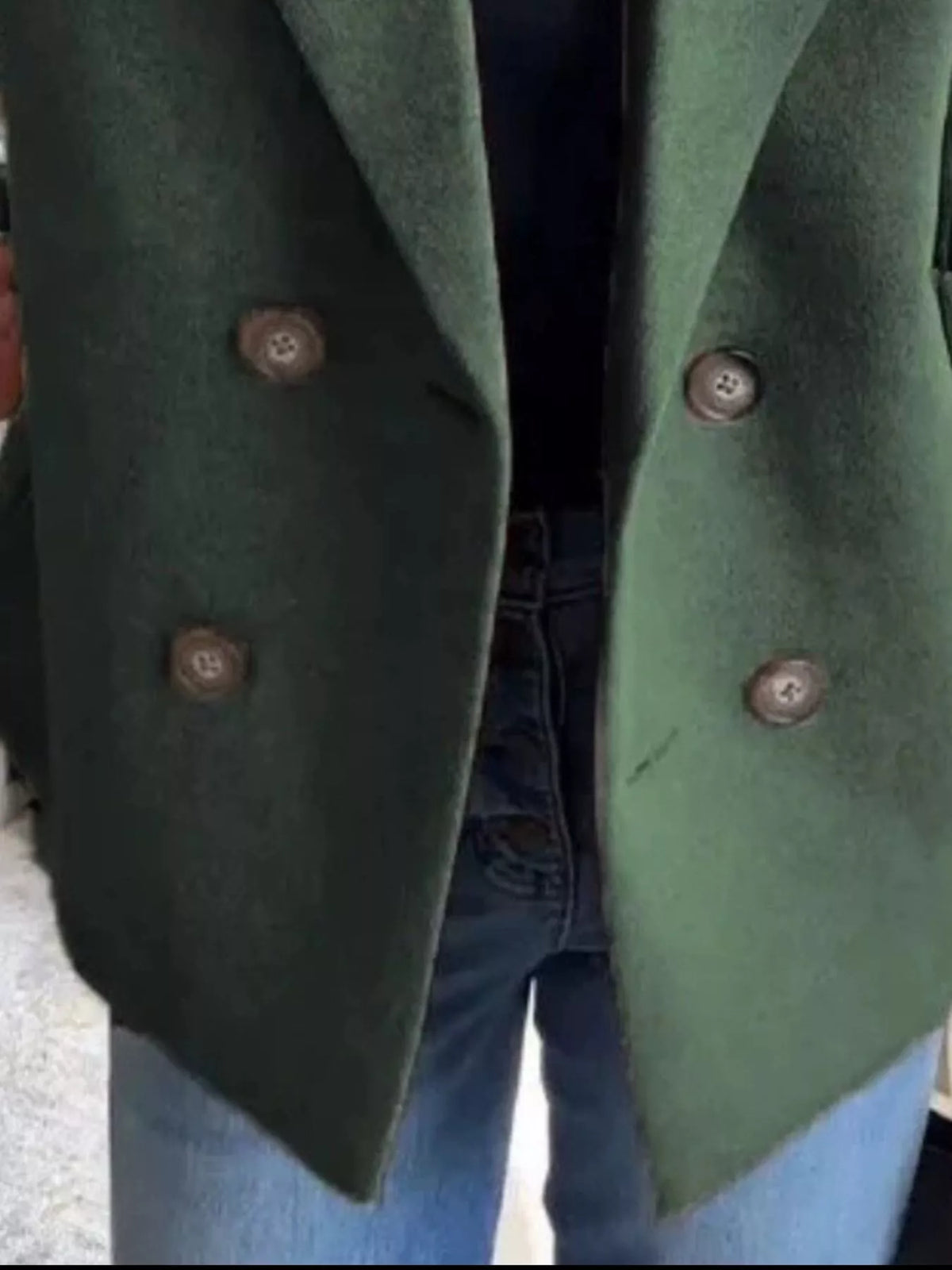 Full Size Knitted Sleeve Wool Blend Double-Breasted Blazer Plus Size - Lilixa.store
