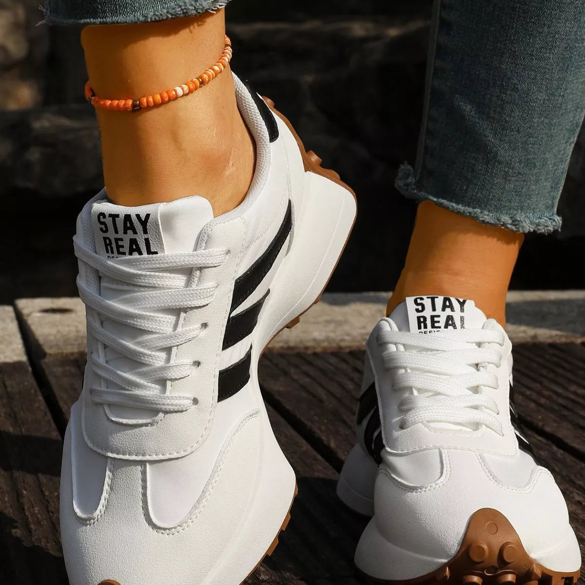 Round Toe Lace Up Sneakers - Lilixa.store