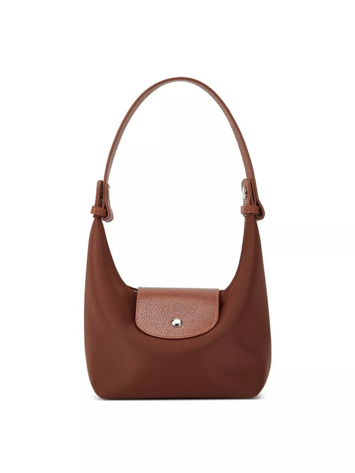 Minimalist Leather-Trimmed Shoulder Bag in Dark Brown, view 7