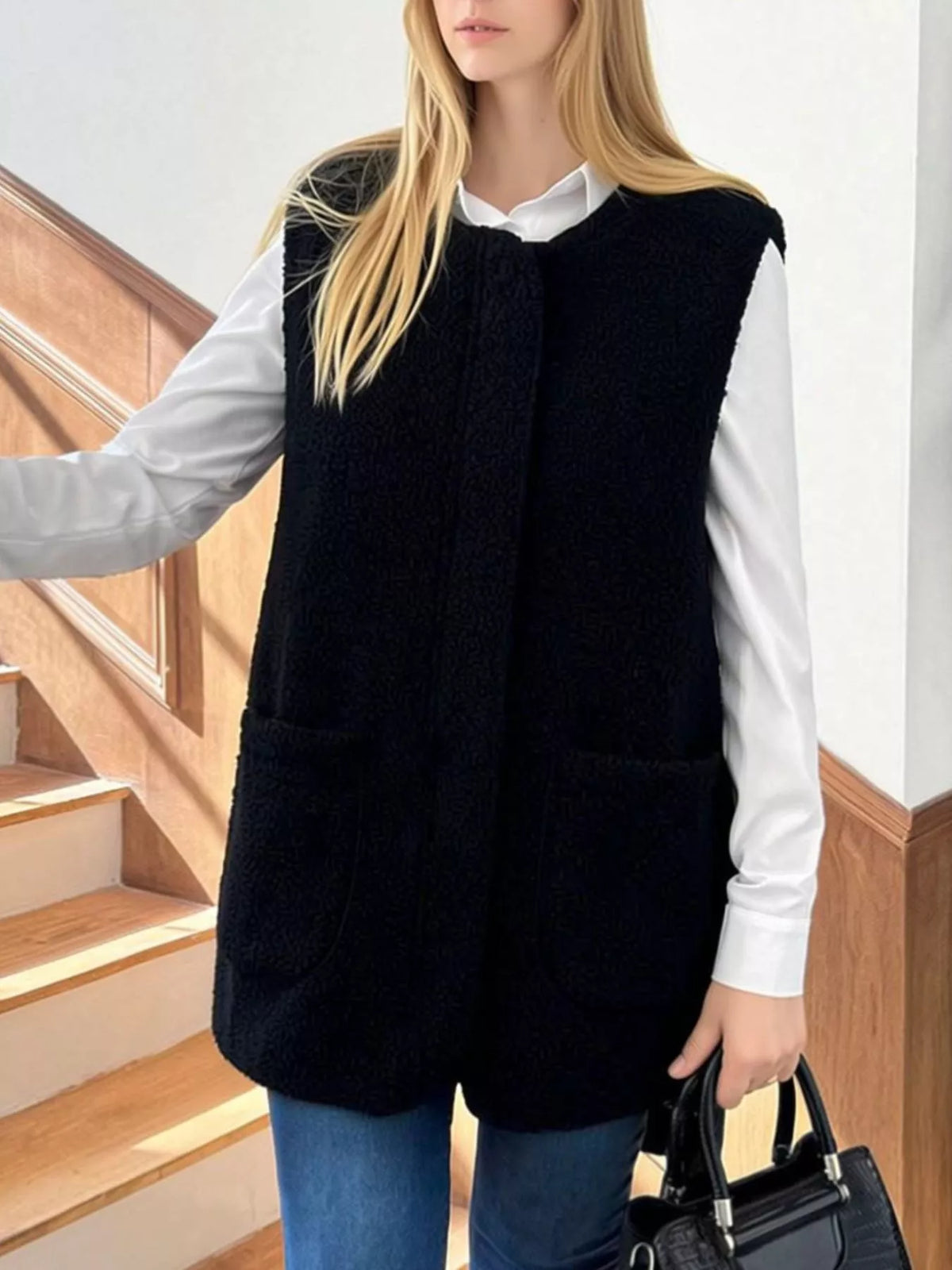 Sherpa Sleeveless Vest Coat - Lilixa.store