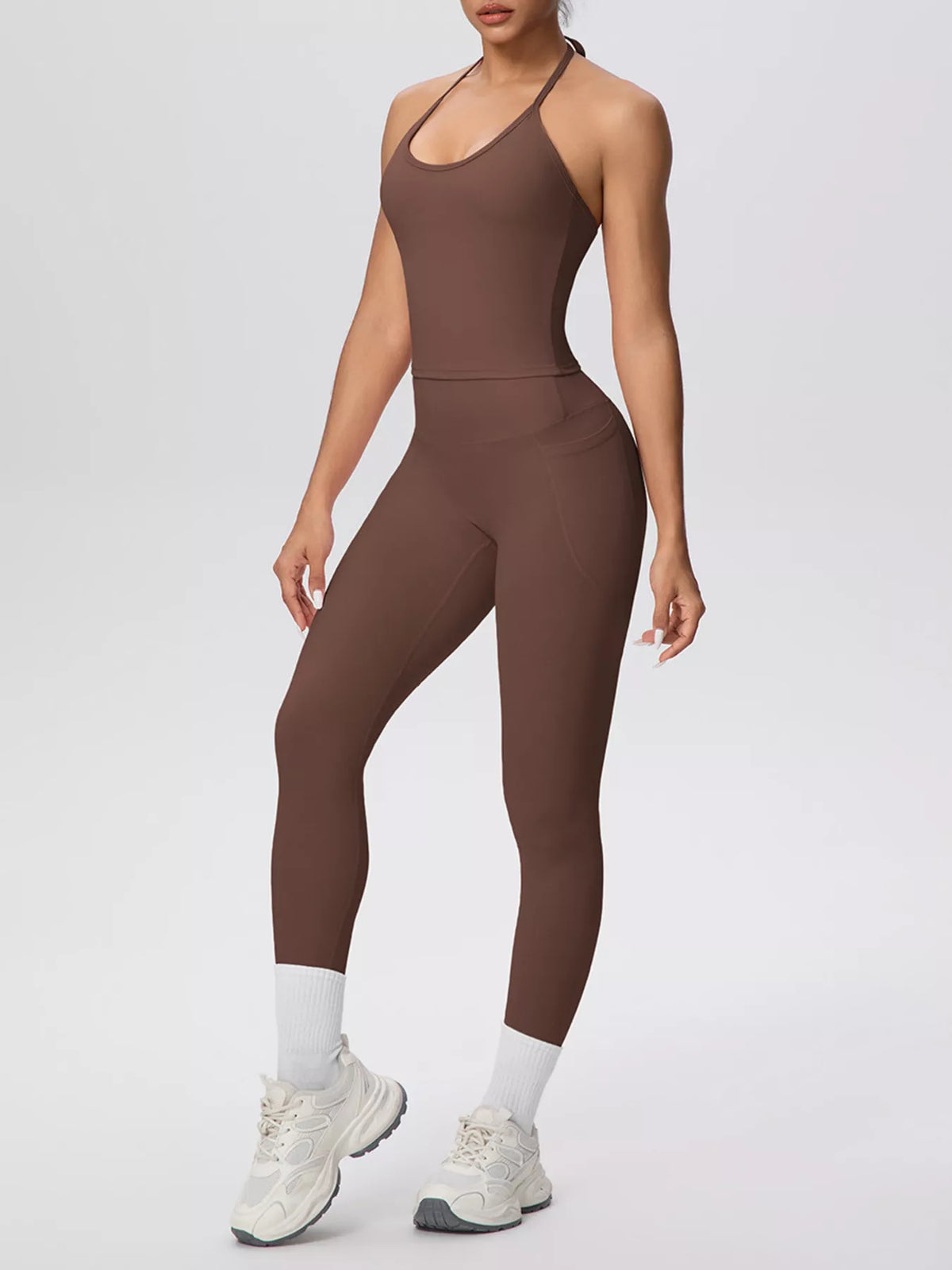 Halter Neck Cami and High-Waisted Leggings Active Set - Lilixa.store