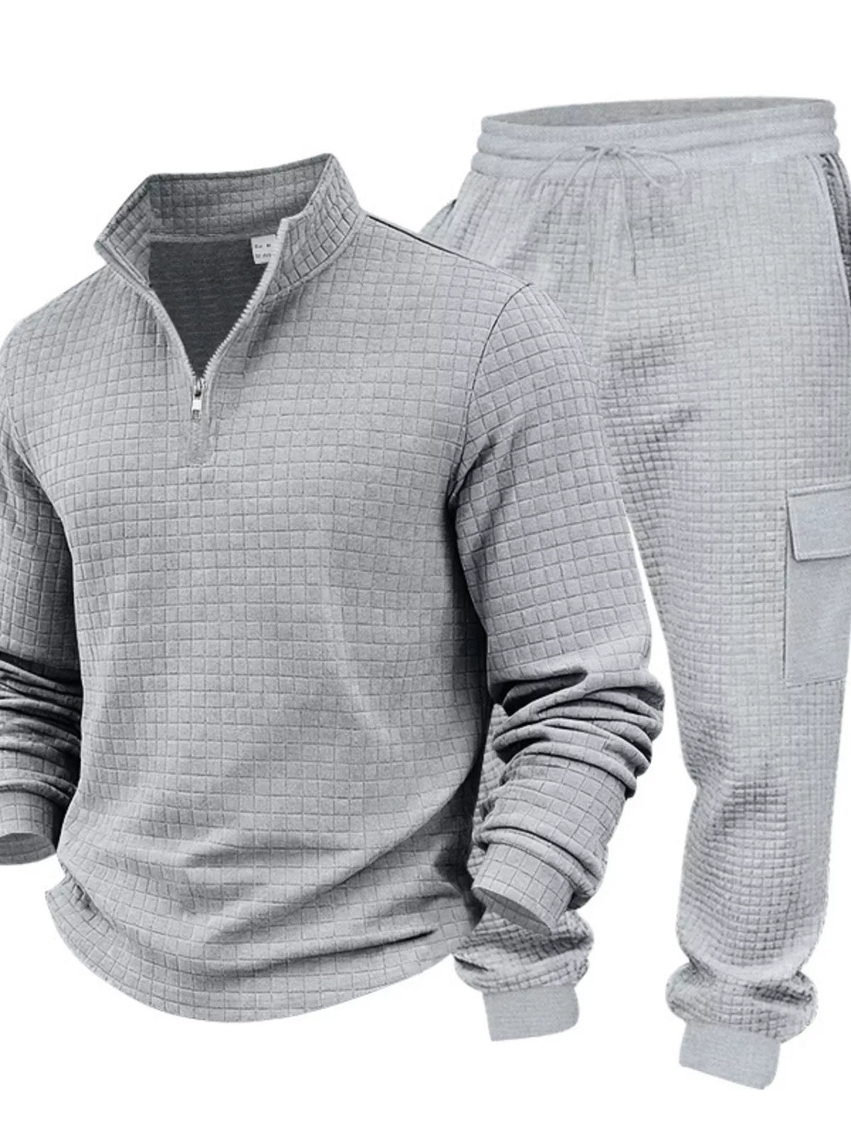 Men's Full Size Quarter-Zip Top and Cargo Joggers Set Plus Size - Lilixa.store
