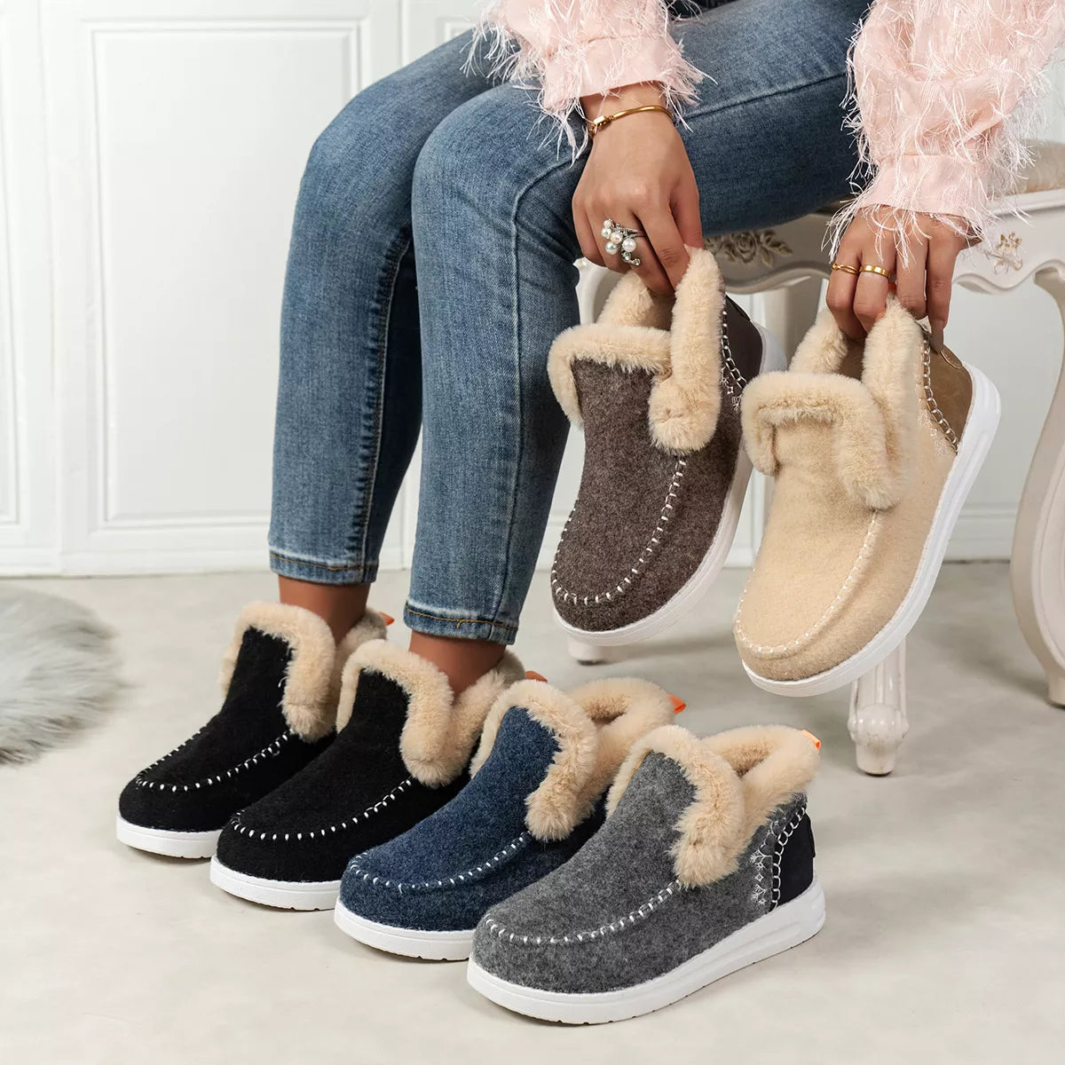 Round Toe Winter Ankle Boots - Lilixa.store