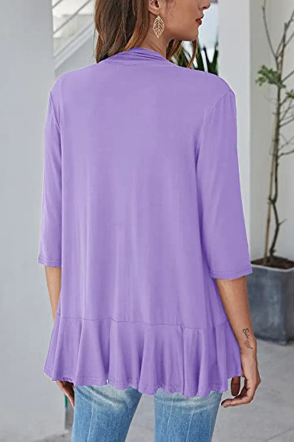 Open Front Three-Quarter Sleeve Cardigan, view 16