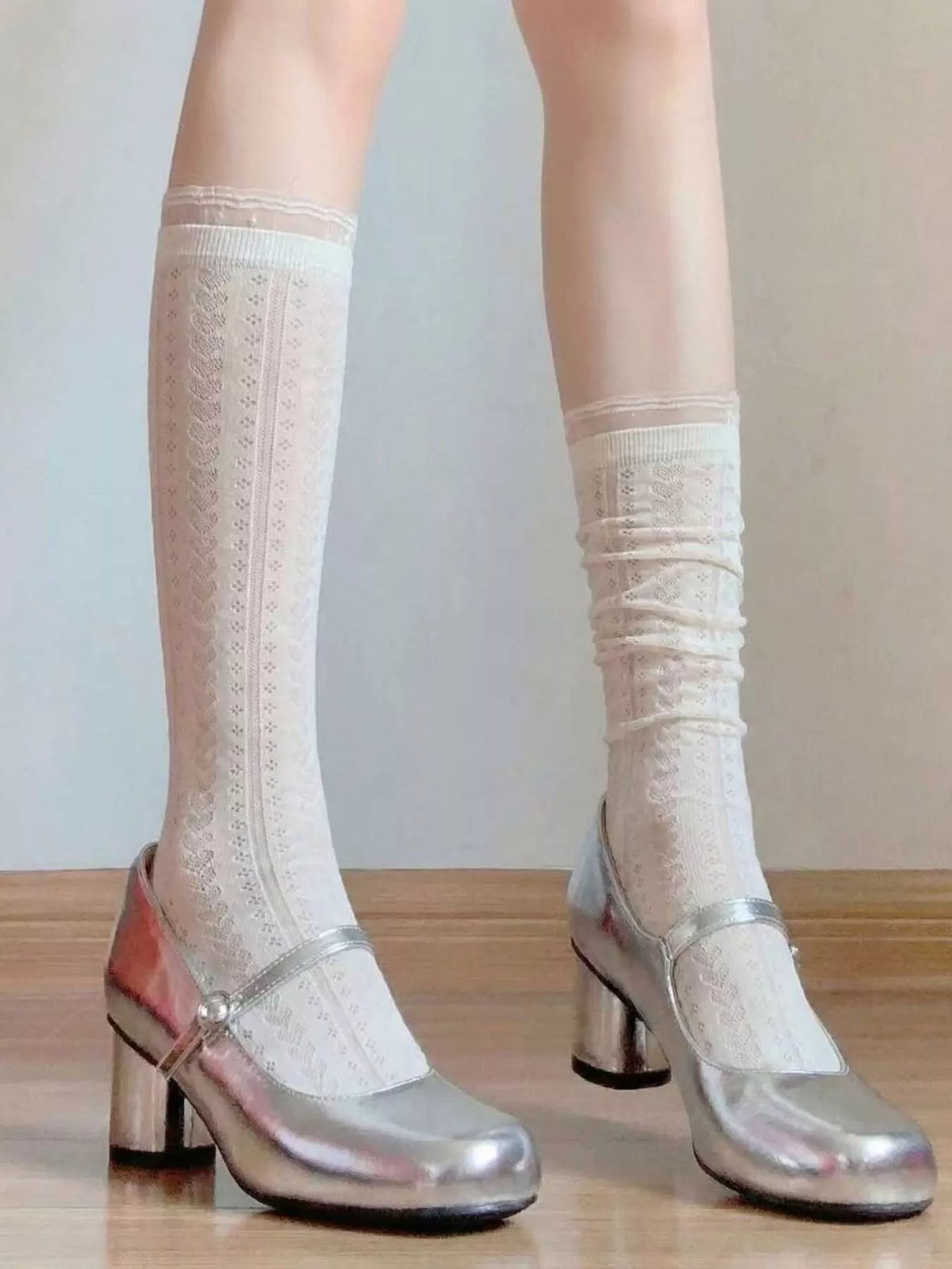 Lace Patterned Mid-Calf Socks - Lilixa.store