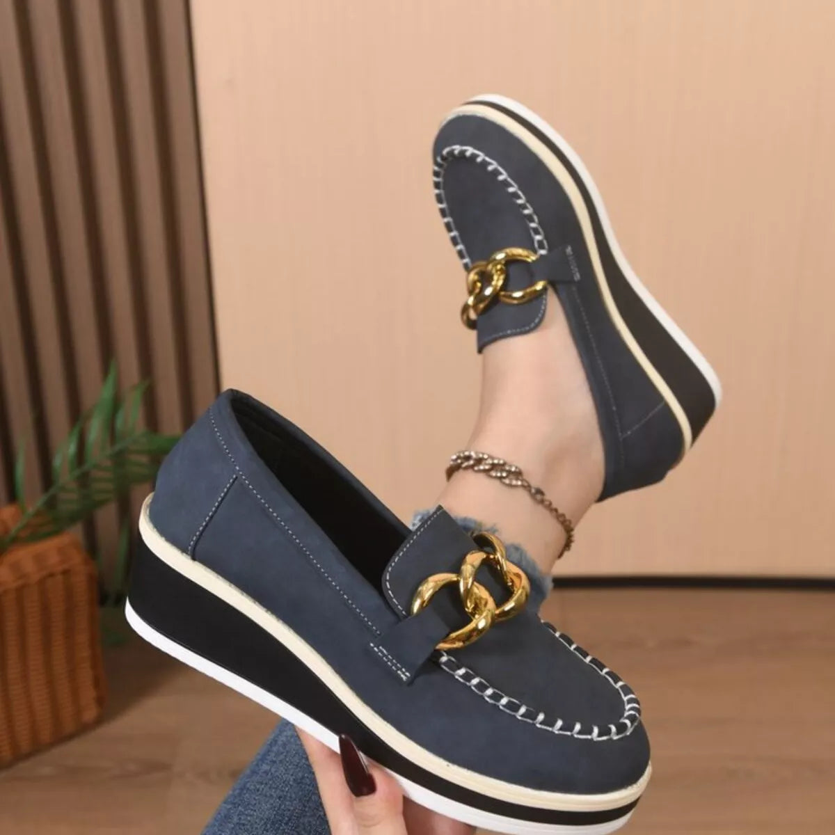 Round Toe Wedge Slip-Ons - Lilixa.store