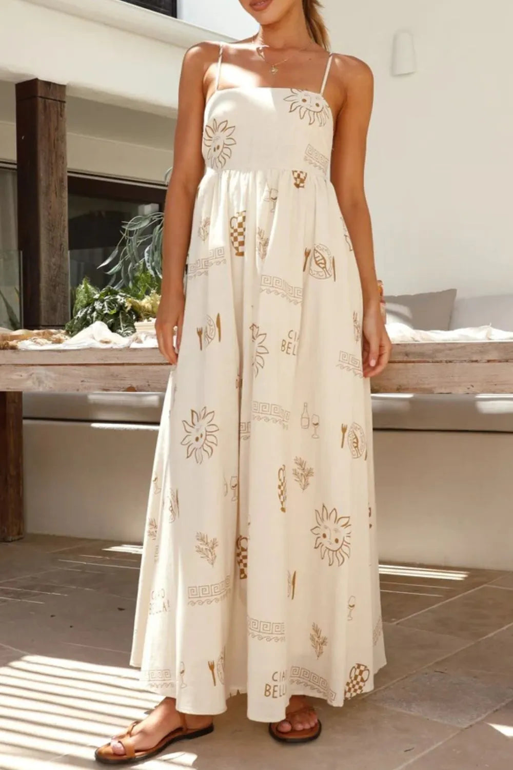 Printed Square Neck Maxi Cami Dress - Lilixa.store