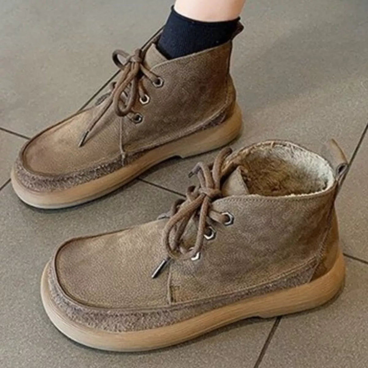 Round Toe Lace-Up Ankle Boots, view 4