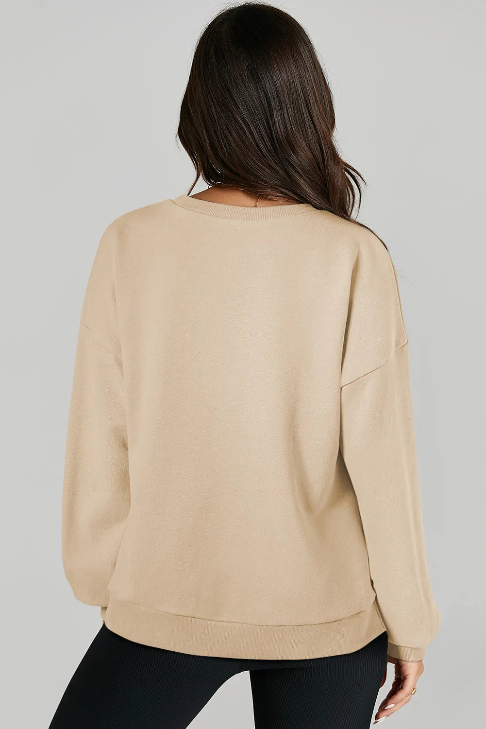High-Low Round Neck Long Sleeve Sweatshirt - Lilixa.store