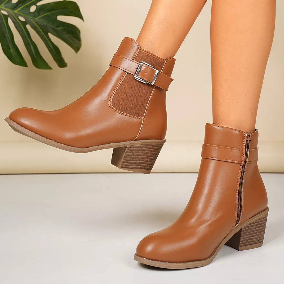 Point Toe Block Heels Boots