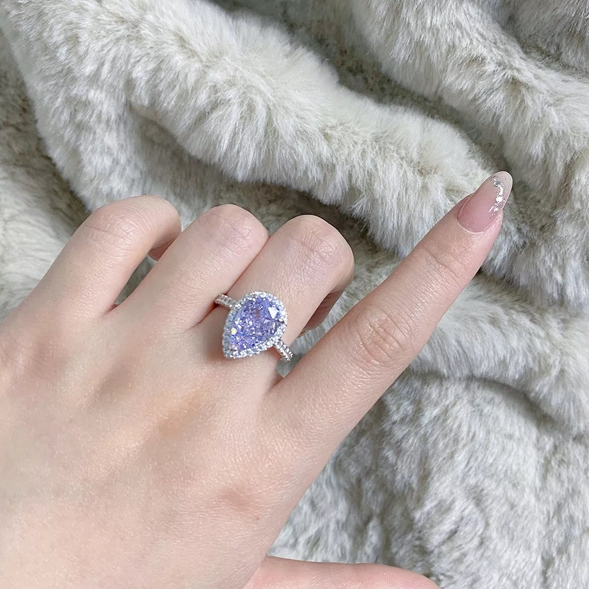 925 Sterling Silver Zircon Teardrop Ring