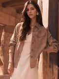 Button Front Long Sleeve Jacket - Lilixa.store