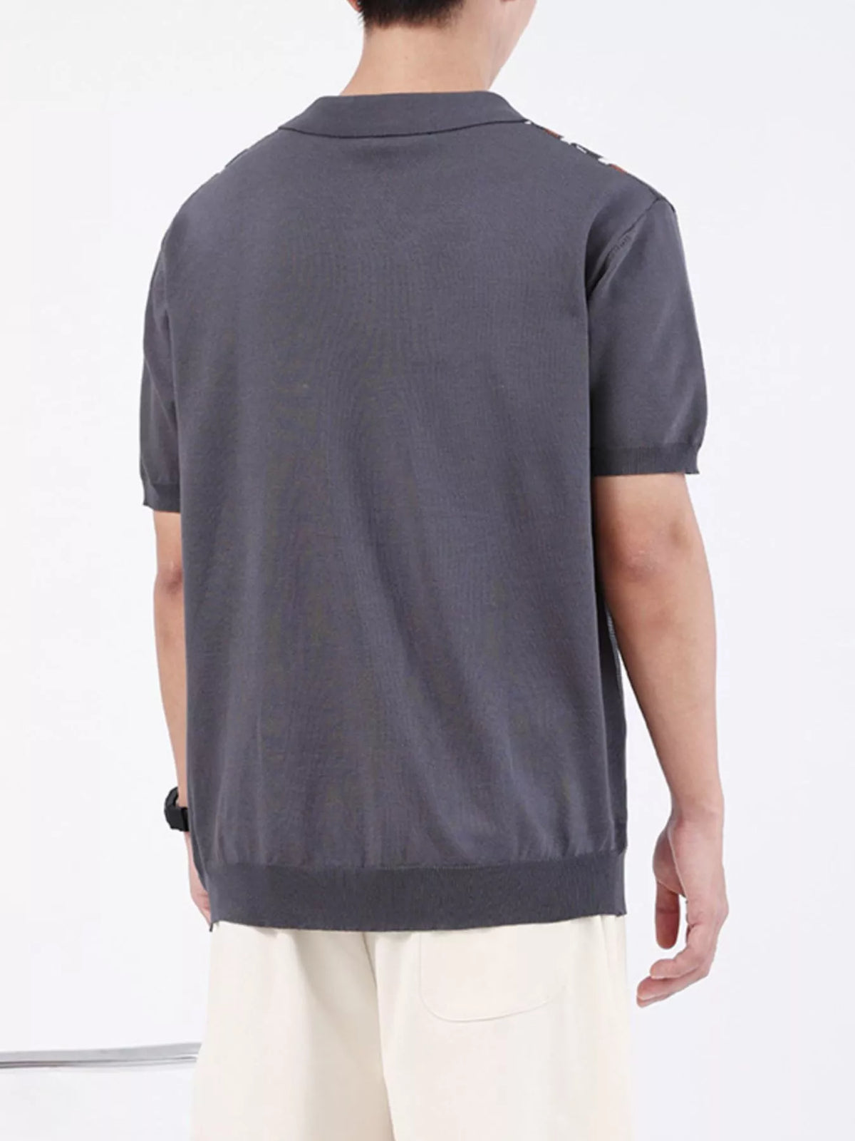Men's Striped Knit Zipper Polo Plus Size