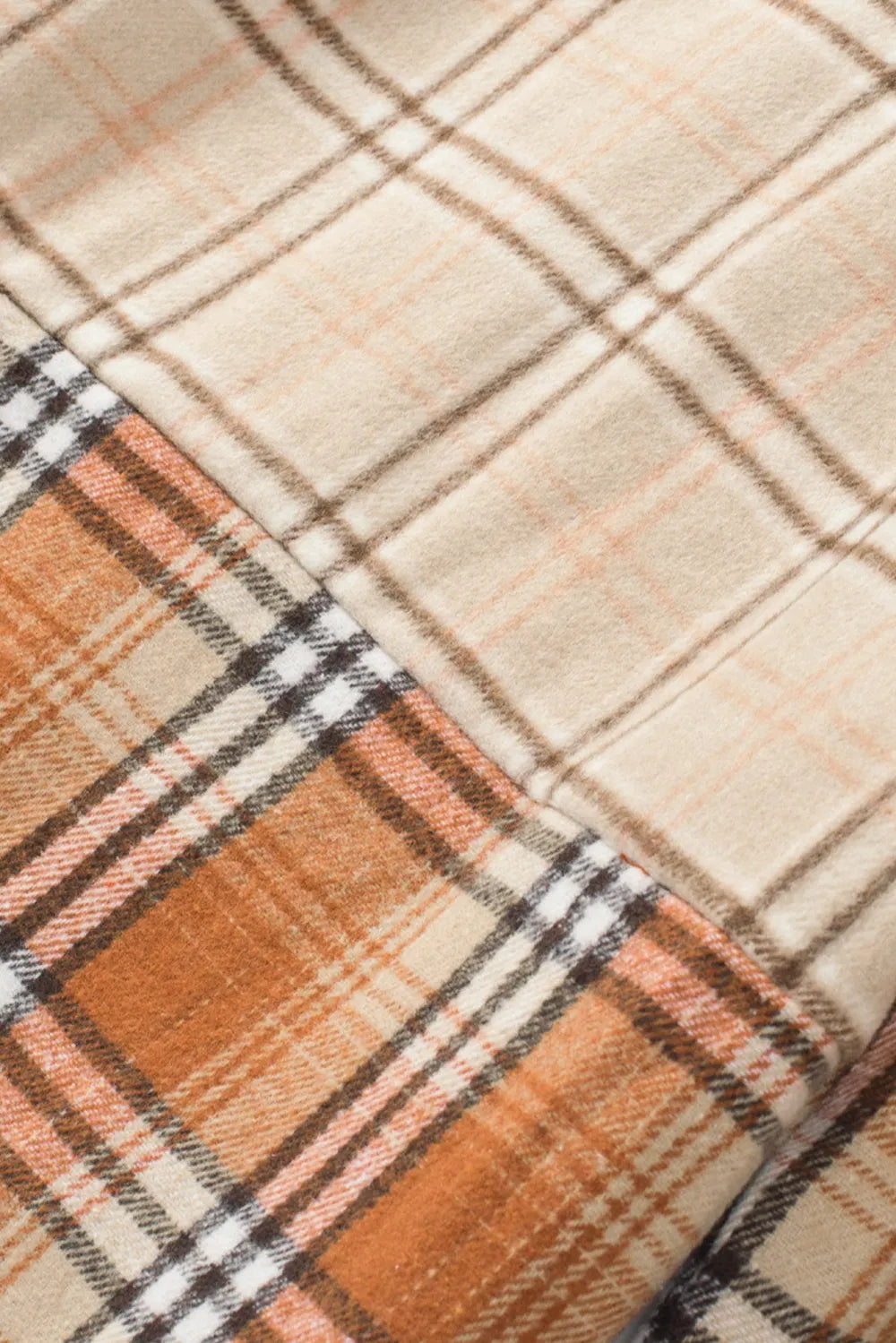 Plaid Button Up Long Sleeve Shacket in Sherbet, view 15