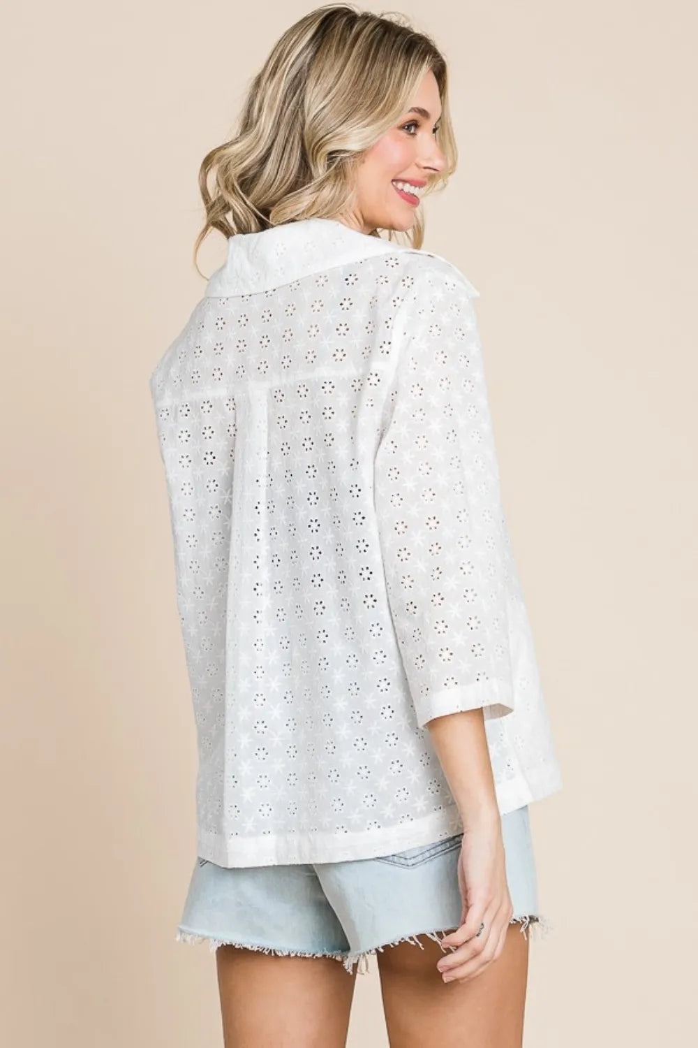 Culture Code Double Breasted Eyelet Jacket with Pockets, view 2