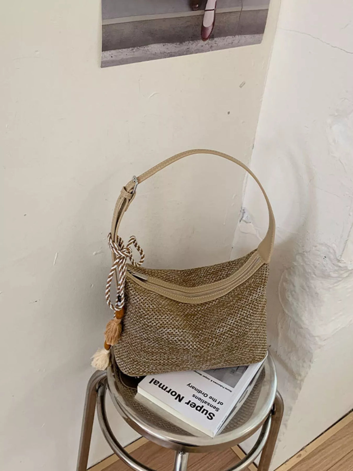 Woven Shoulder Bag with Tassel - Lilixa.store
