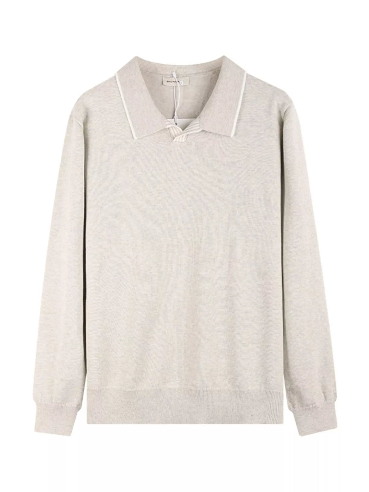 Men's Plus Size Long-Sleeve Contrast Trim Polo