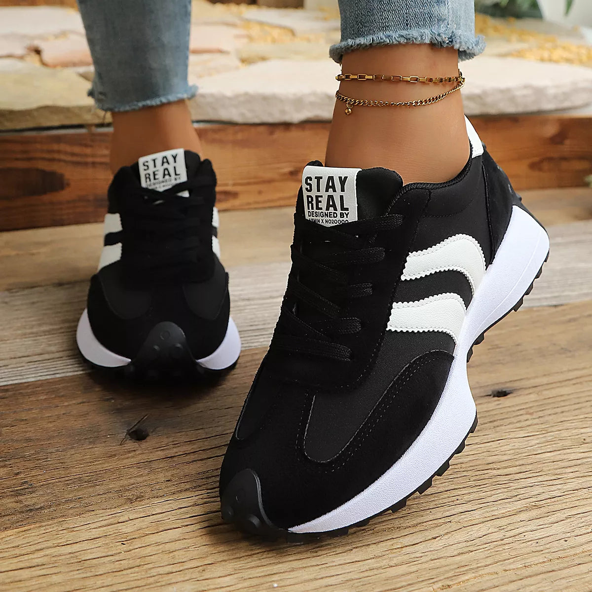 Round Toe Lace Up Sneakers