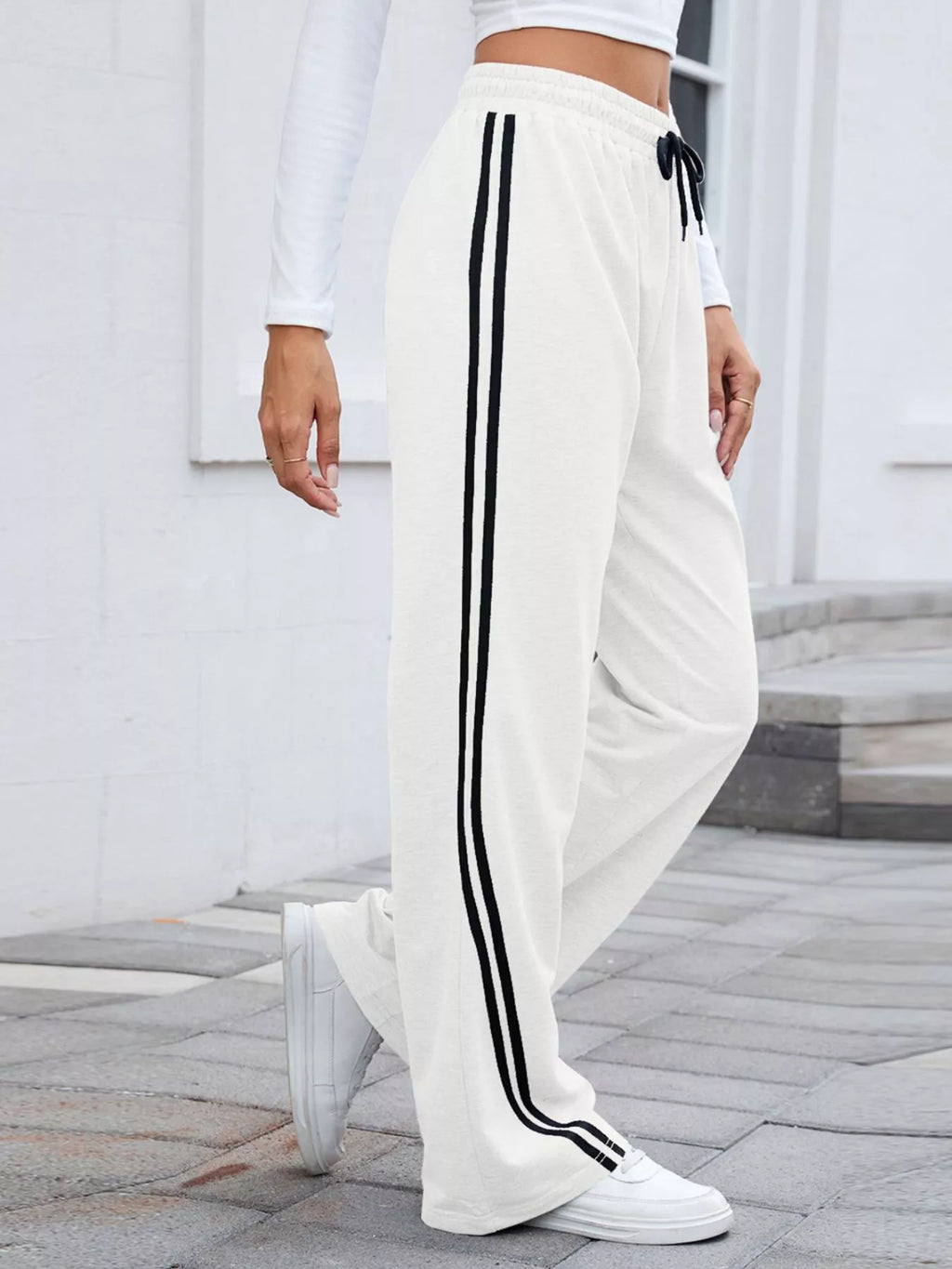 Side Striped Wide Leg Pants - Lilixa.store