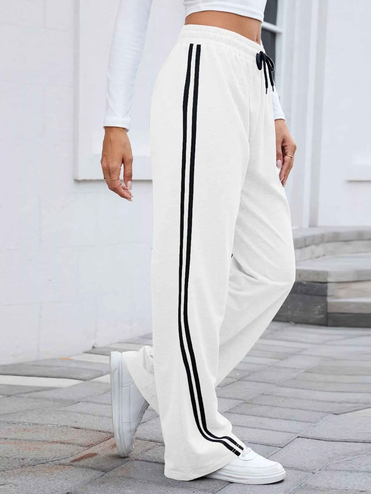 Side Striped Wide Leg Pants - Lilixa.store