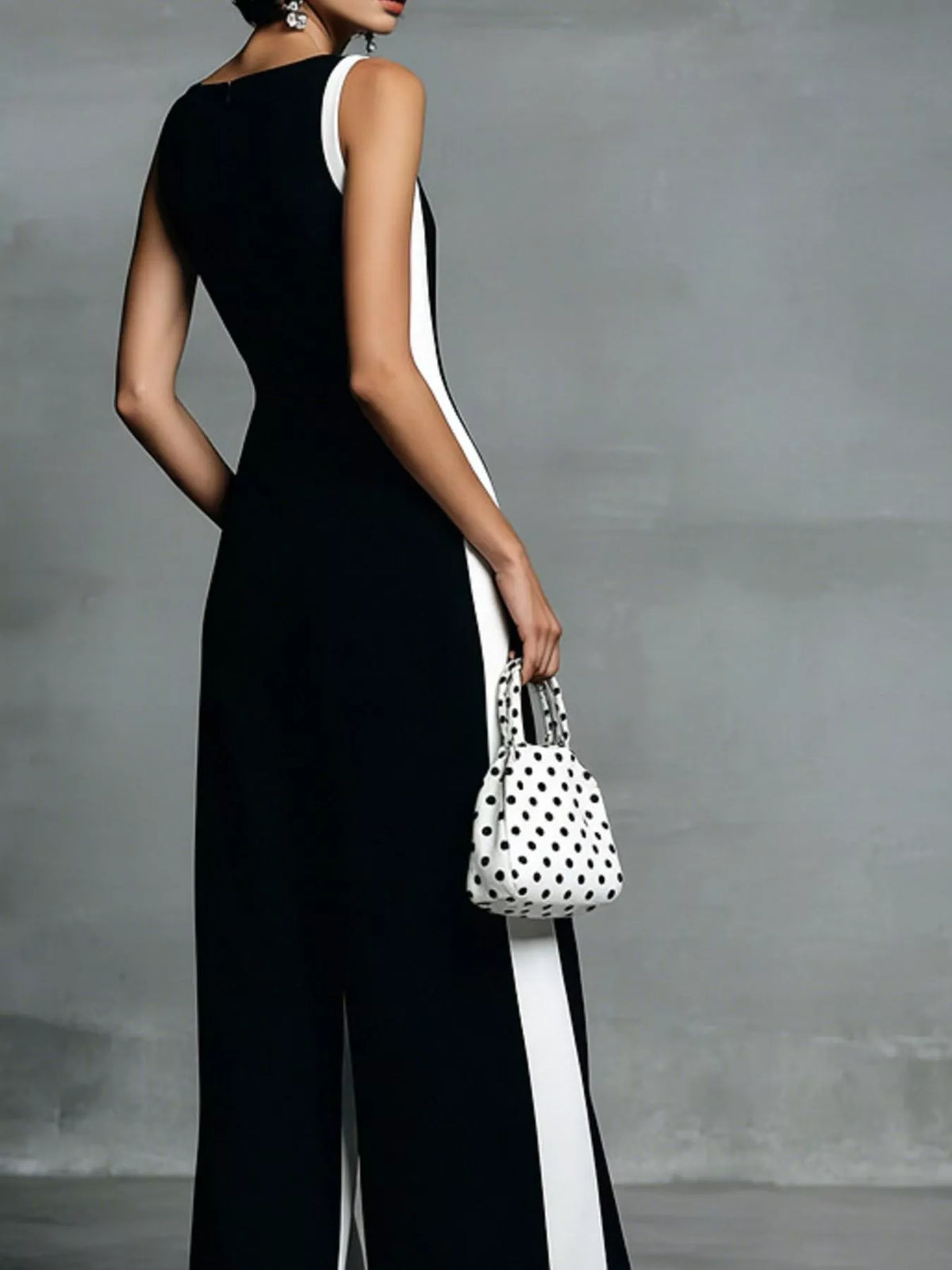 Contrast Trim V-Neck Sleeveless Jumpsuit
