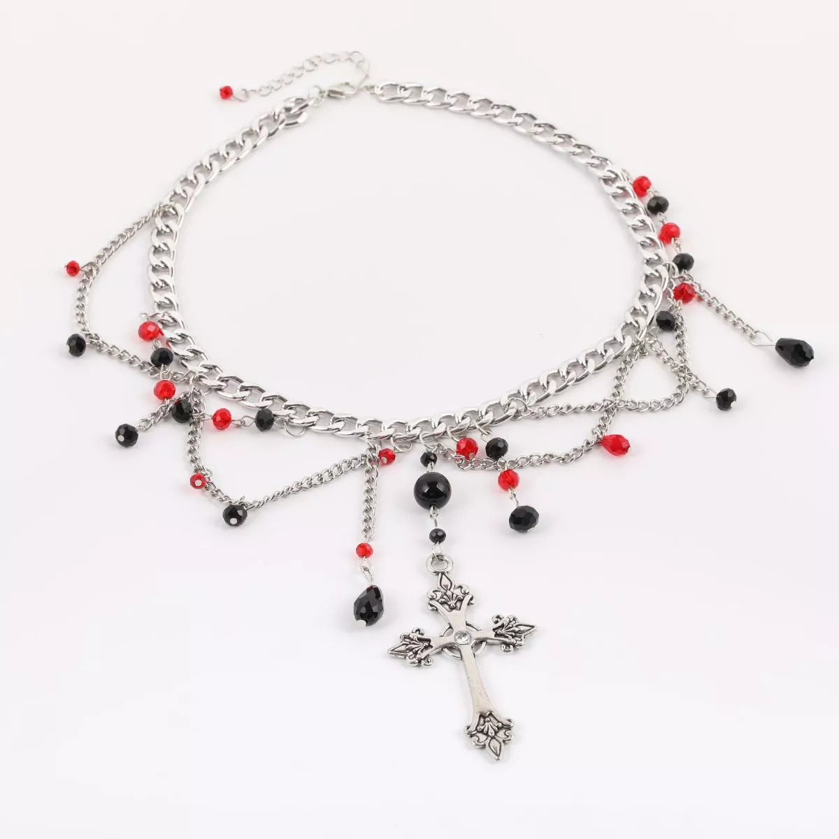 Gothic Cross Pendant Layered Necklace - Lilixa.store