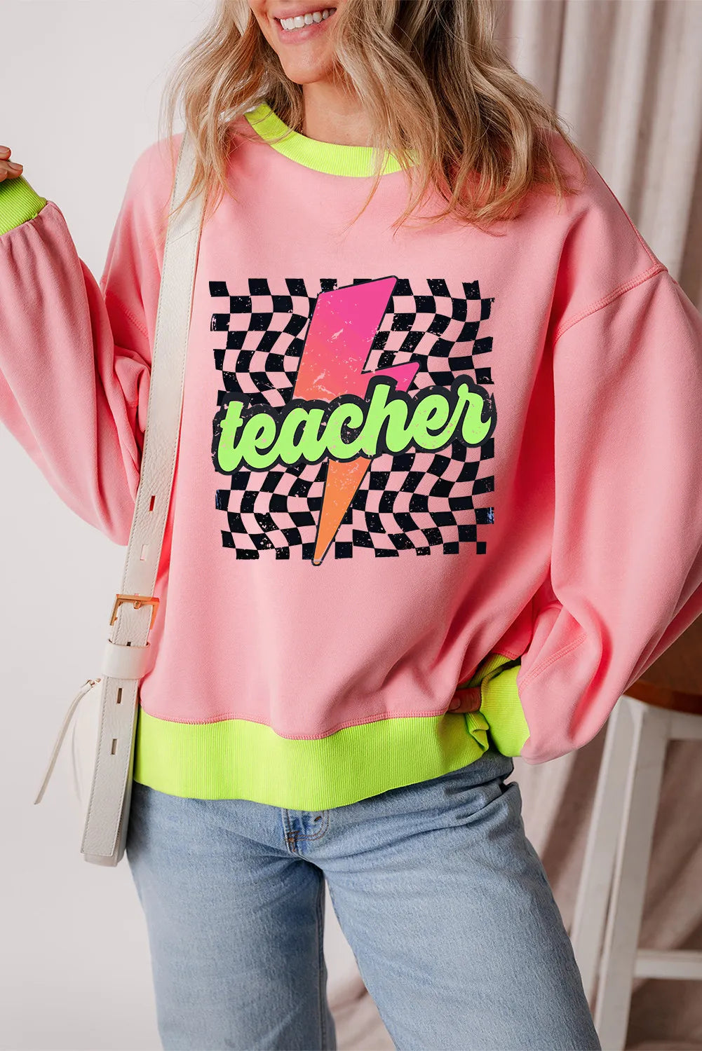 Graphic Round Neck Long Sleeve Sweatshirt - Lilixa.store