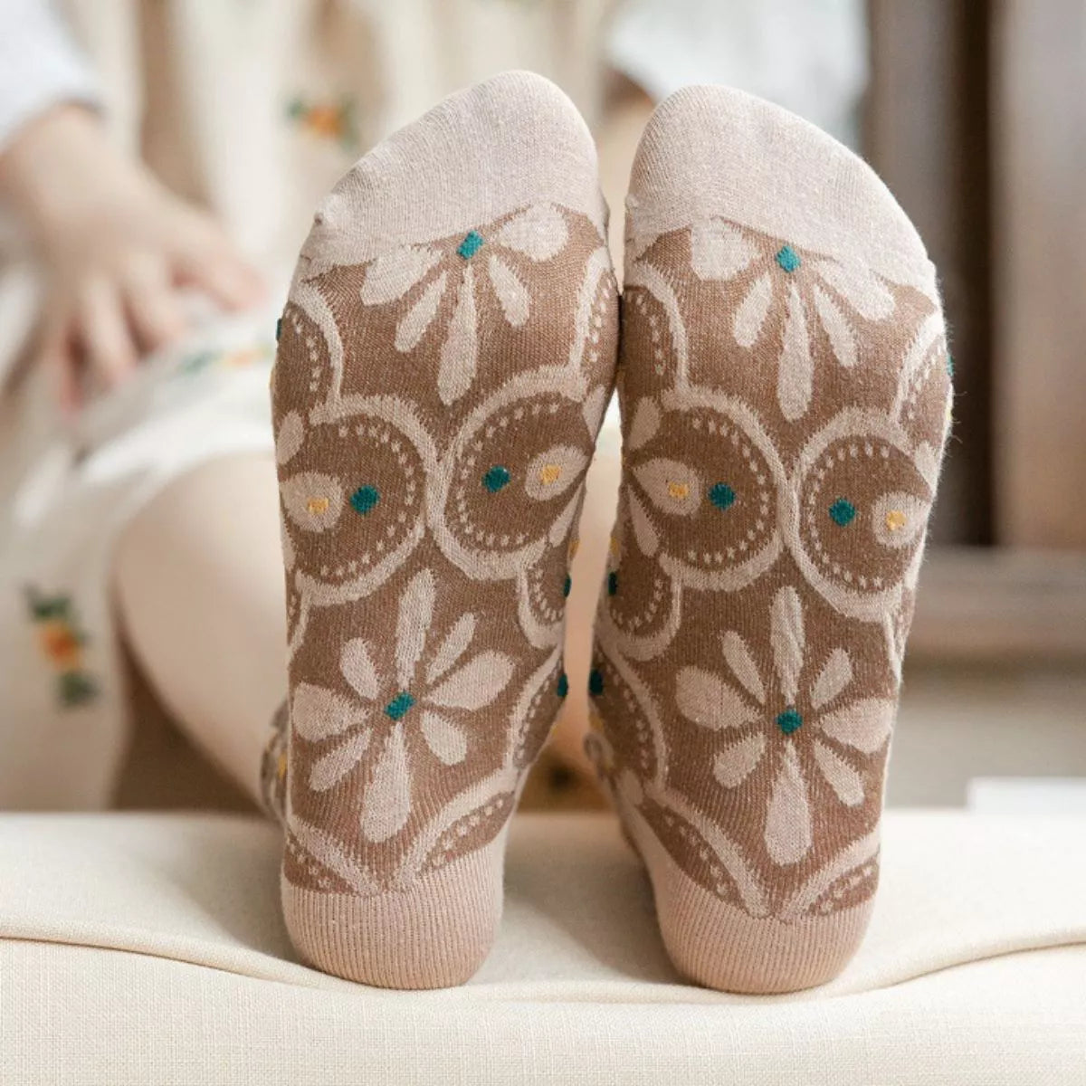 5 Pair Vintage Textured Ankle Socks Set