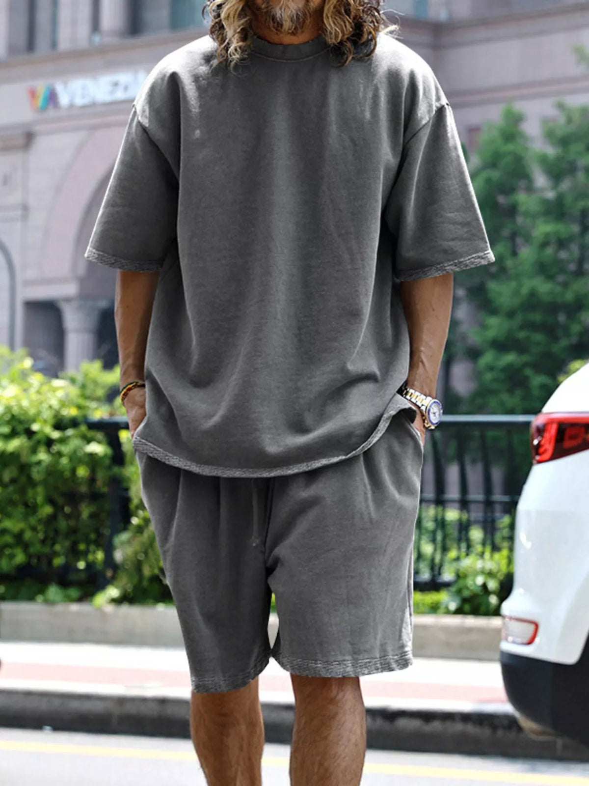 Men's Full Size Relaxed Fit T-Shirt & Shorts Set Plus Size - Lilixa.store