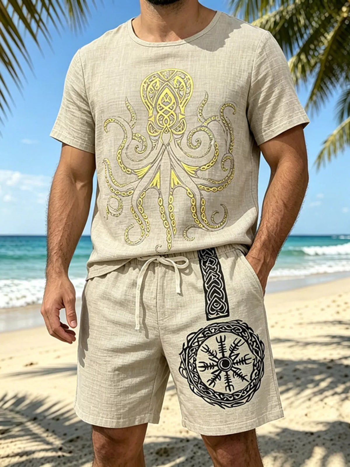 Men's Full Size Round Neck Tee and Shorts Set Plus Size - Lilixa.store